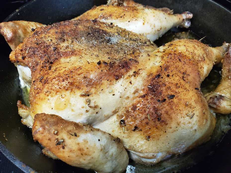 roasted chicken on cast iron